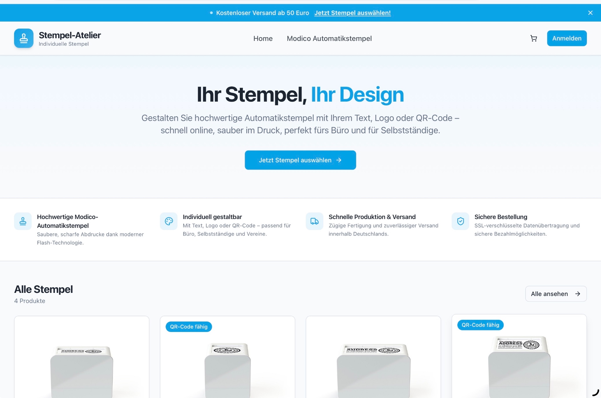 Beispiel-Shop: Stempel-Atelier